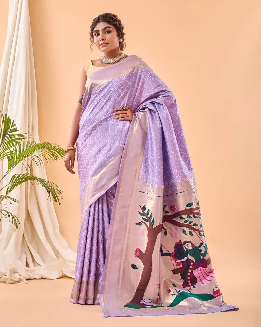 Pure Soft Designer Beautiful Bandhej Paithani Patola Silk Saree