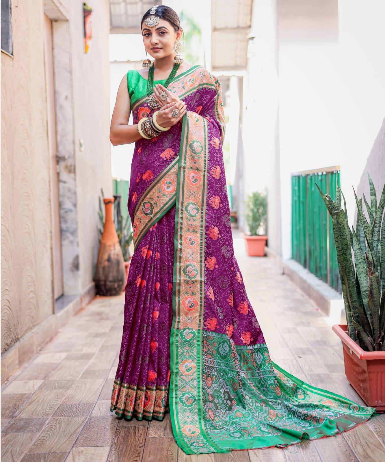 Beautiful Designer Pure Soft Rutuja Meenakari Patola Silk Saree