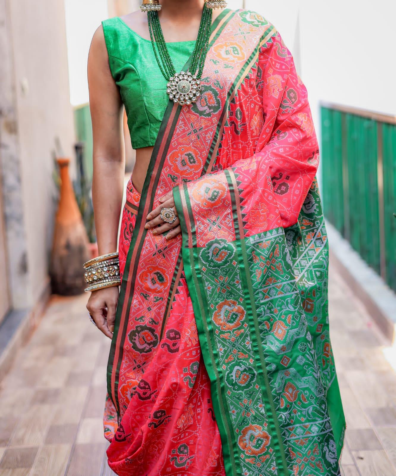 Beautiful Designer Pure Soft Rutuja Meenakari Patola Silk Saree