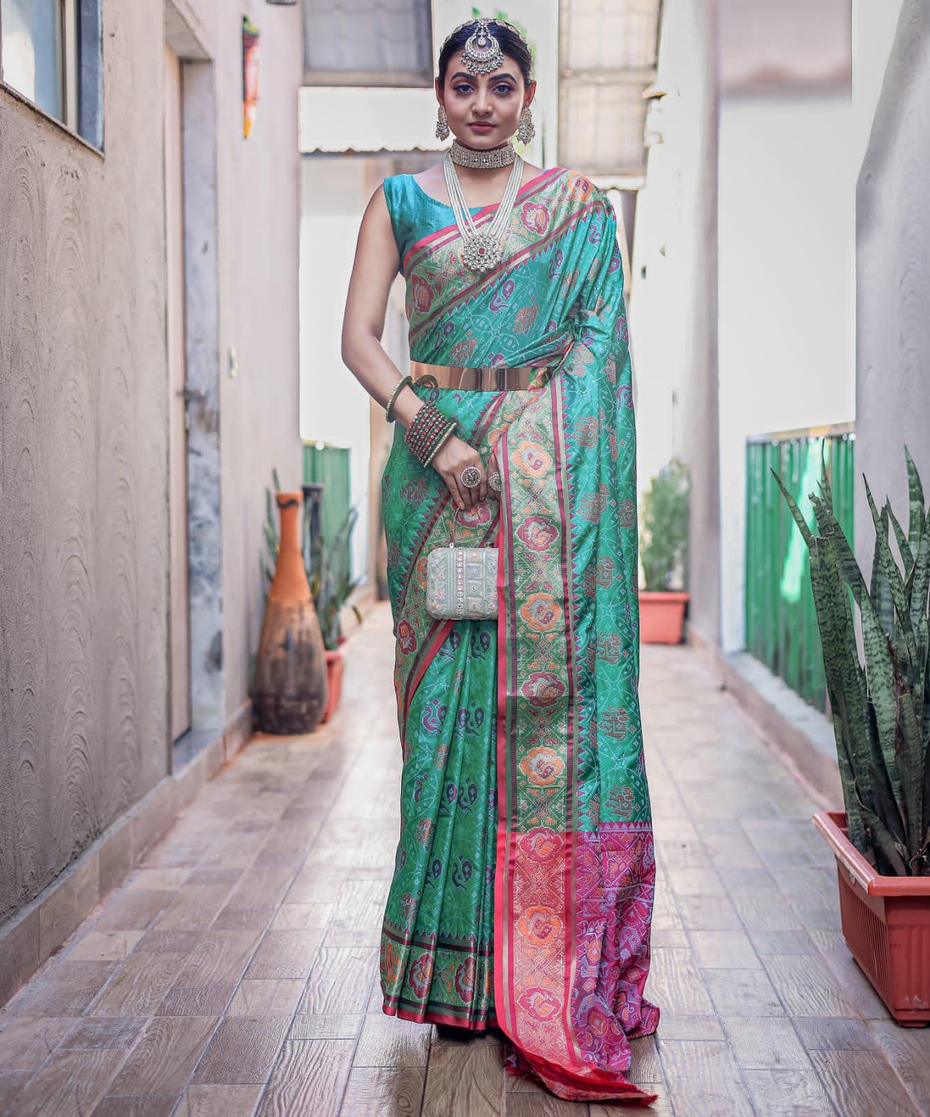 Beautiful Designer Pure Soft Rutuja Meenakari Patola Silk Saree