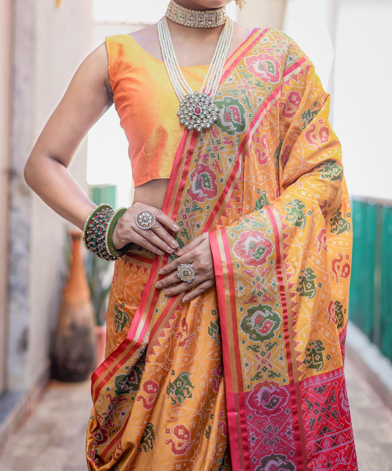 Beautiful Designer Pure Soft Rutuja Meenakari Patola Silk Saree
