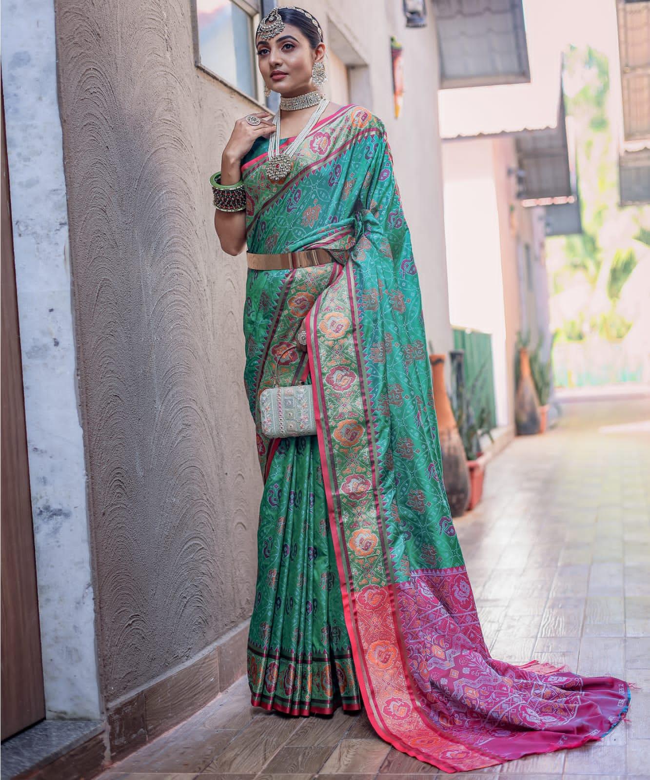 Beautiful Designer Pure Soft Rutuja Meenakari Patola Silk Saree