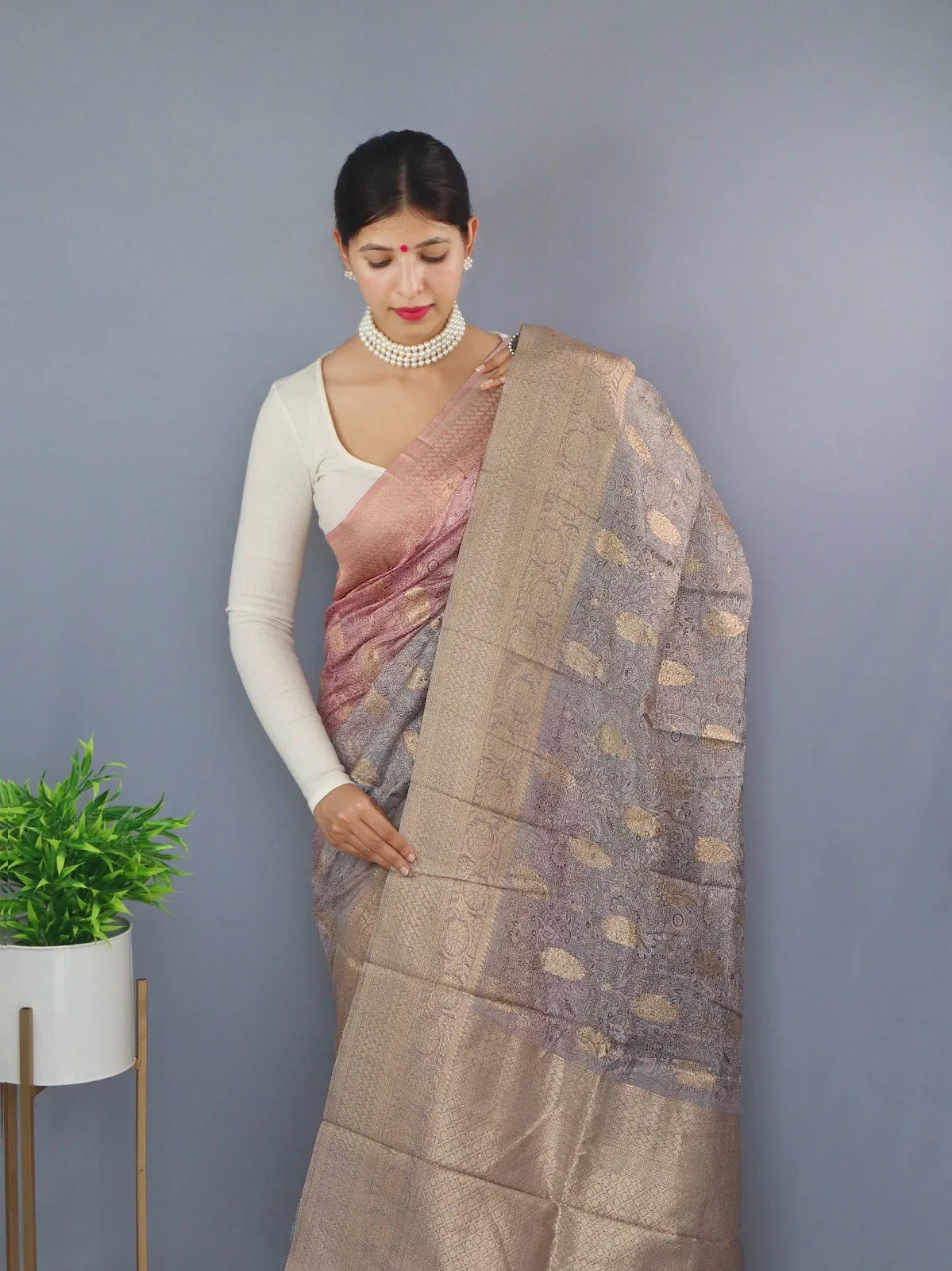 Beautiful Designer Party Wear Pure Chanderi Tilak Saree