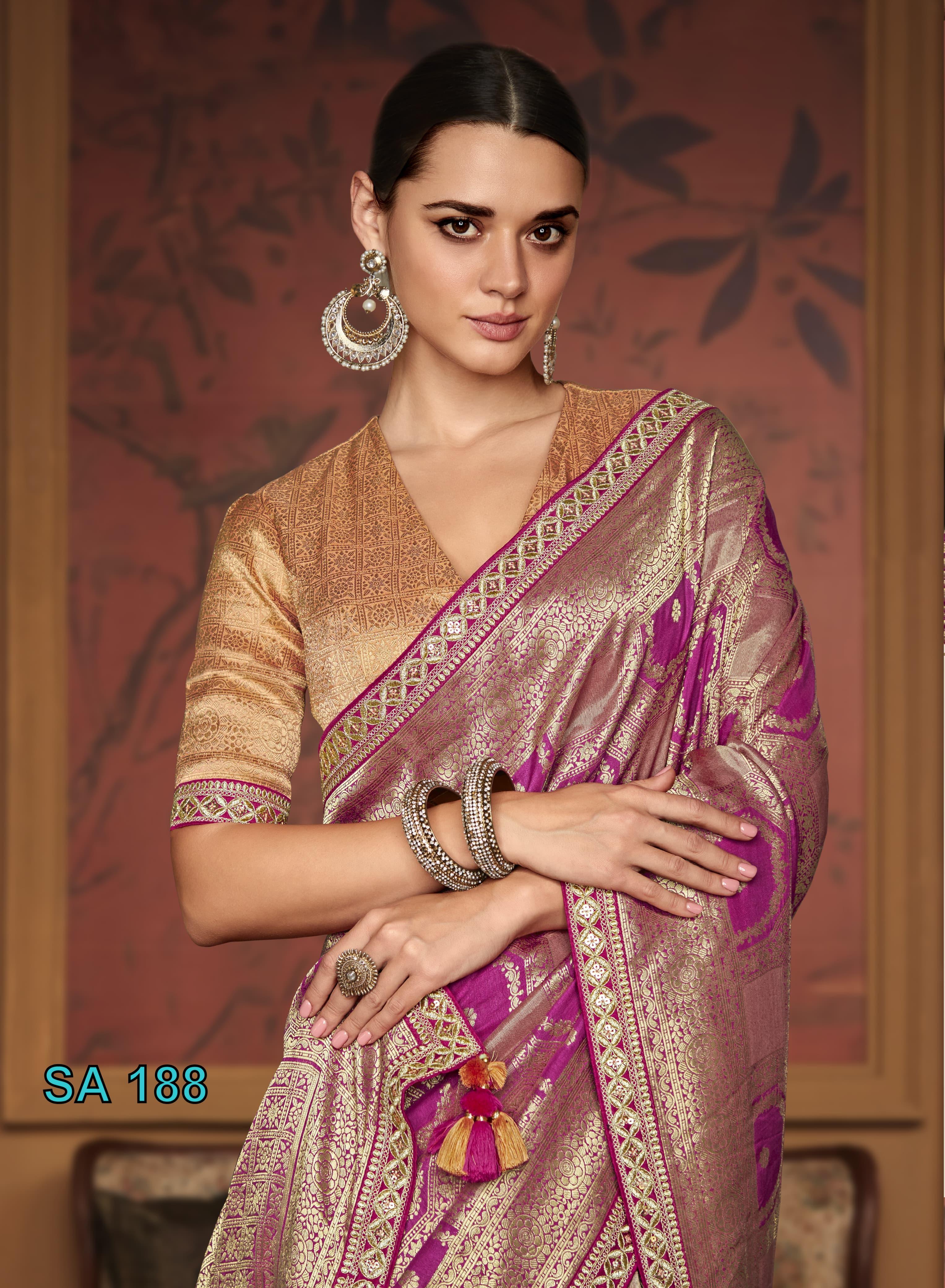 Beautiful Designer Kimora Pure Soft Dola Silk Sindhuri Maharani Silk Wedding Saree 188