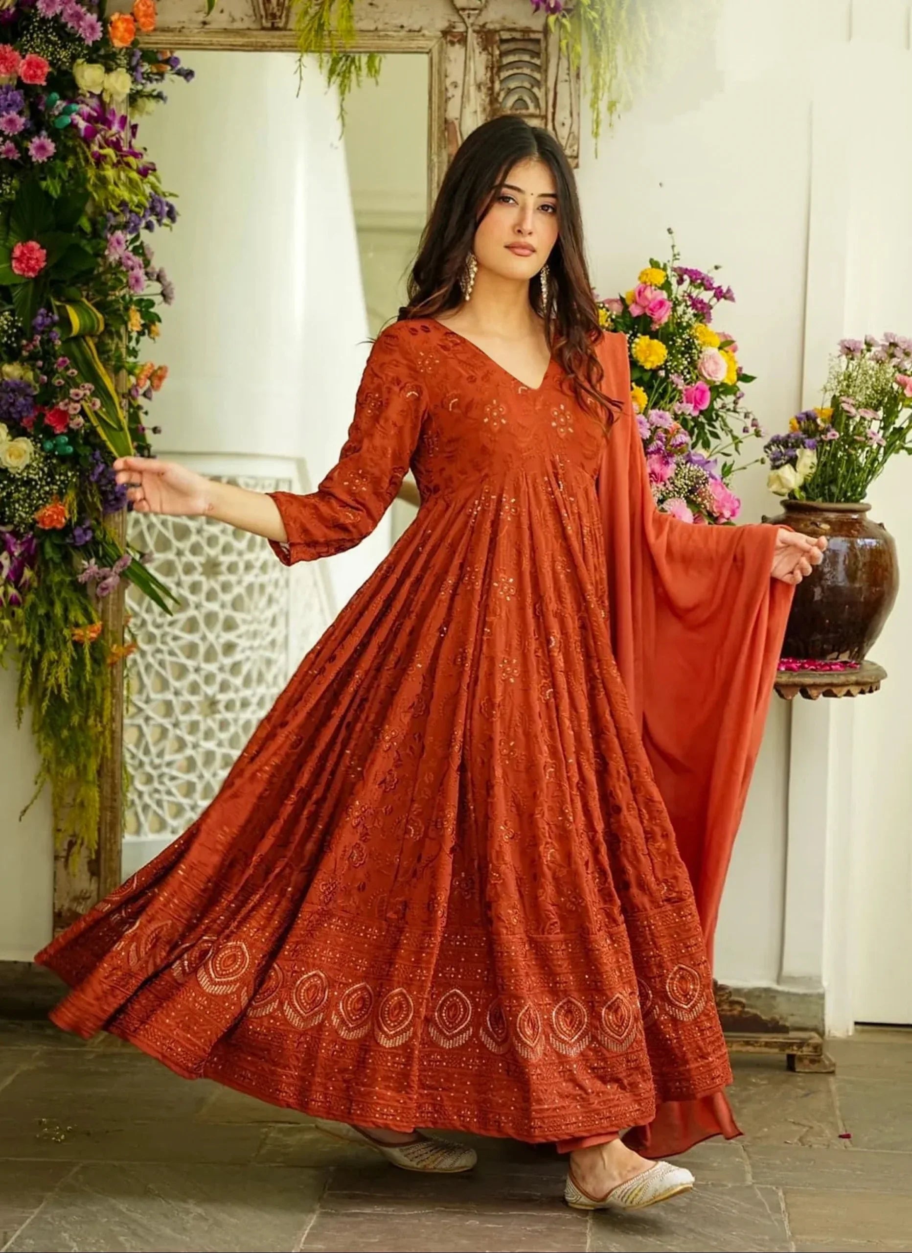 Designer Party Wear Vibhuti Heavy Fancy Pair Gown - Pant & Dupatta