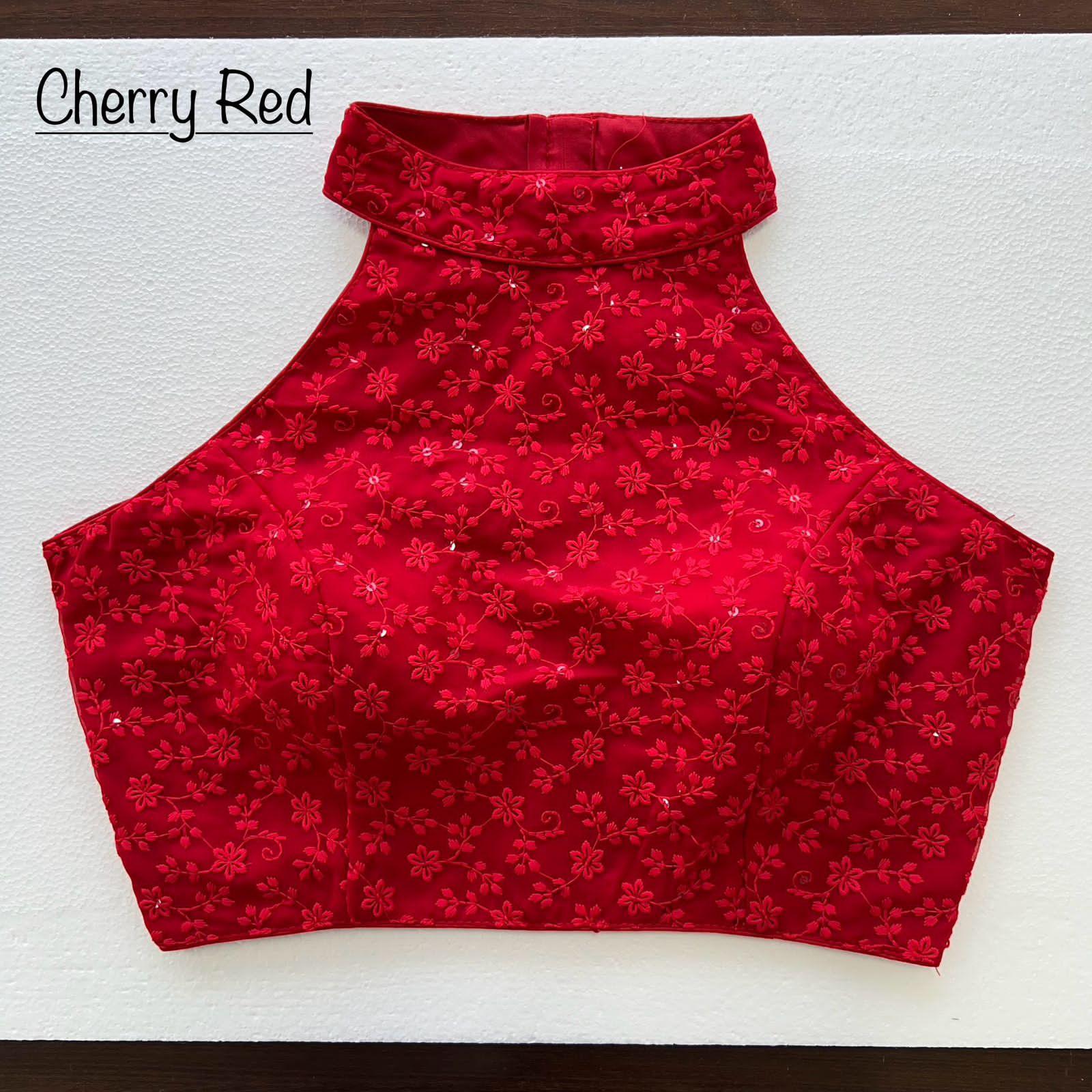 Designer Party Wear Karwa Chauth Chikan Work Halter Neck Special Desginer Blouse