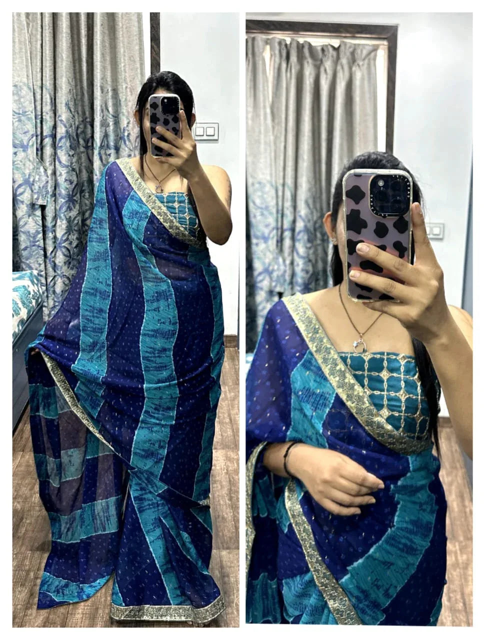 Beautiful Pure Chiffon Stavan Gerua Saree