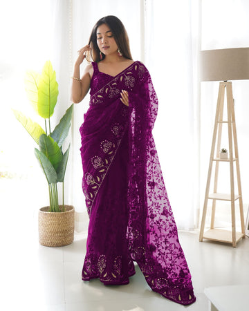 Beautiful Heavy Butterfly Net Saree