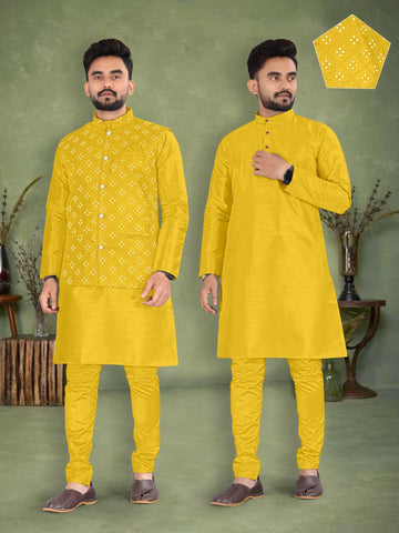 Party Wear Festival Kurta Pyjama With Modi Jacket ( Koti )