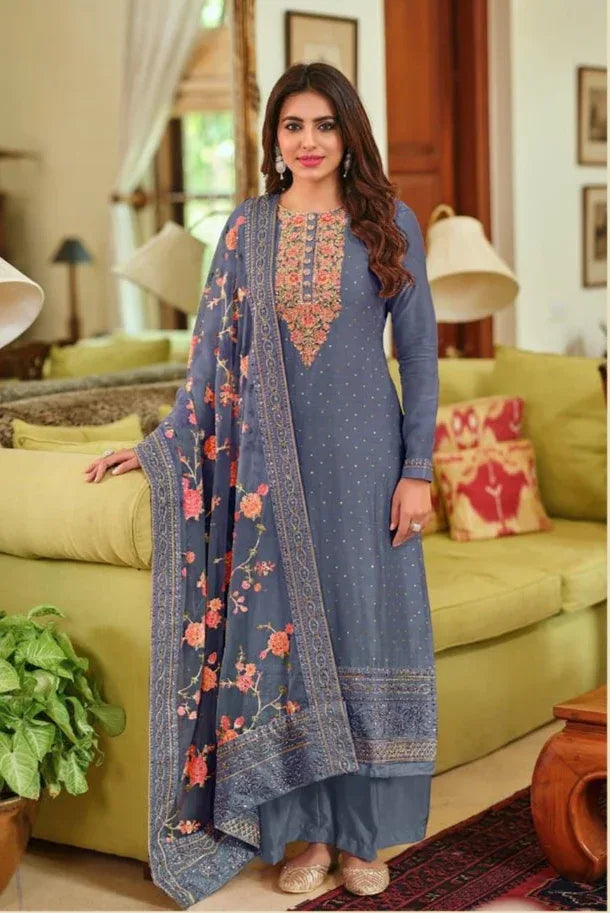 Eba Nyra Vol 3 Elegant Salwar Kameez For Women With Embroidery Work And Floral Dupatta