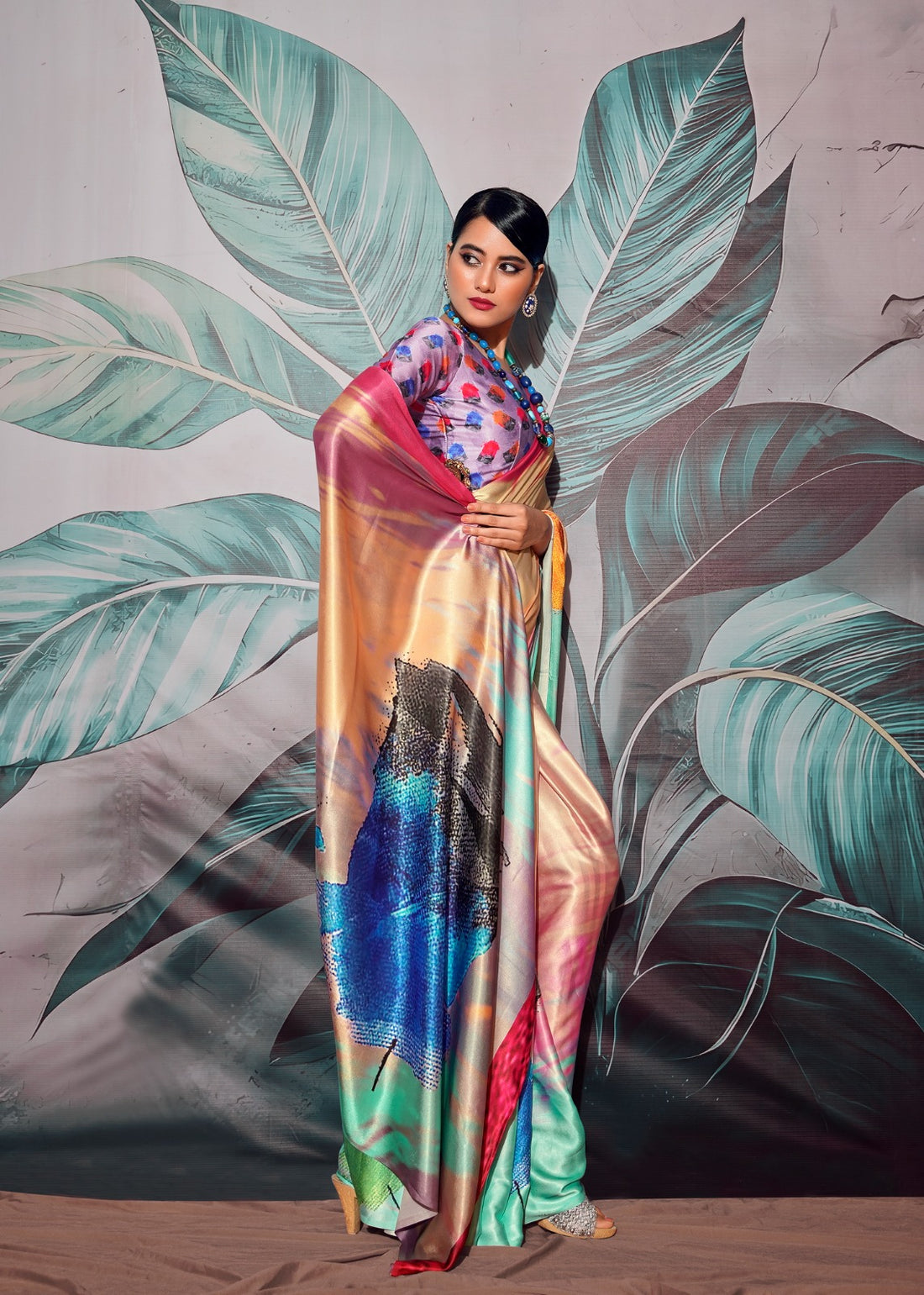 Beautiful Designer Sattin Crape Patang Series 190001-190008 Sattin Crape With Digital Print Saree