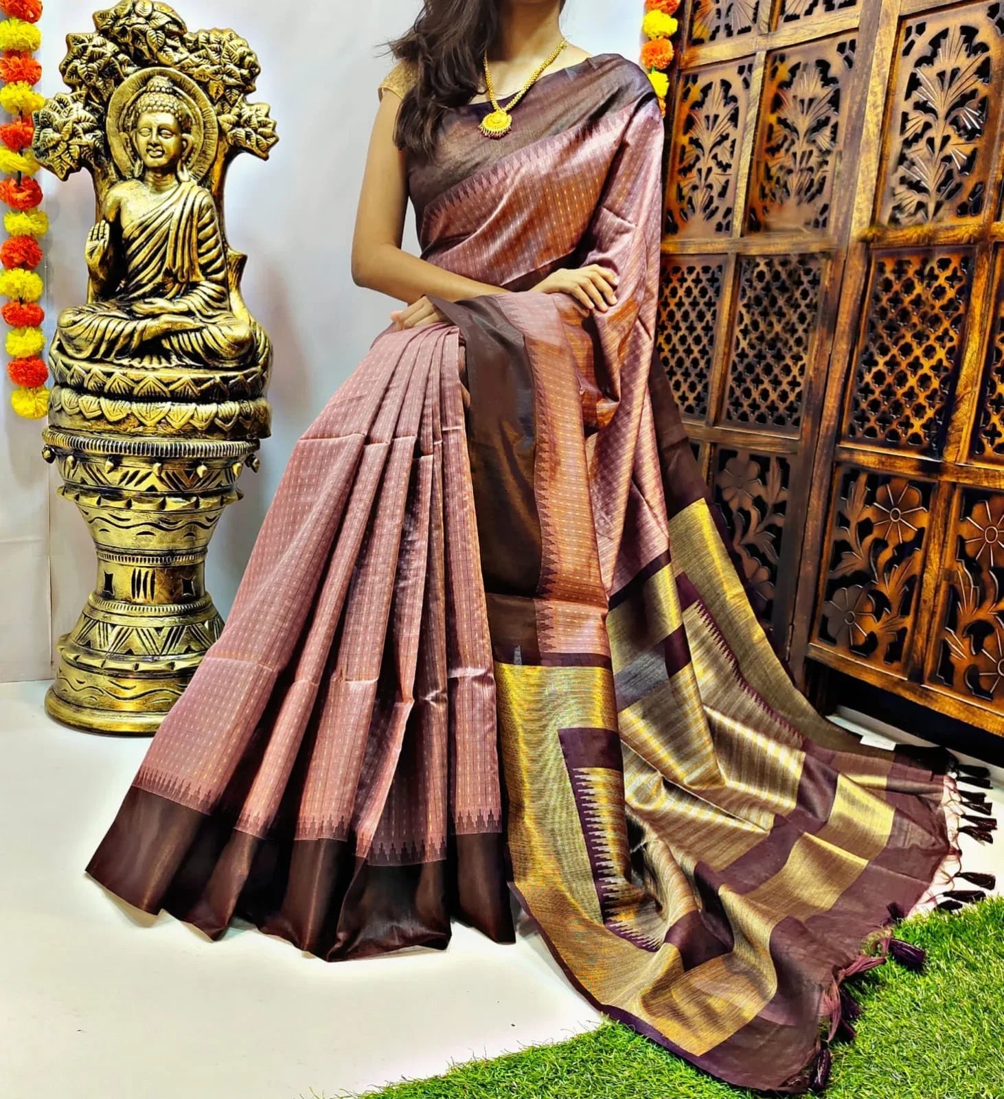 Beautiful Designer Tussar Silk Korvai Saree