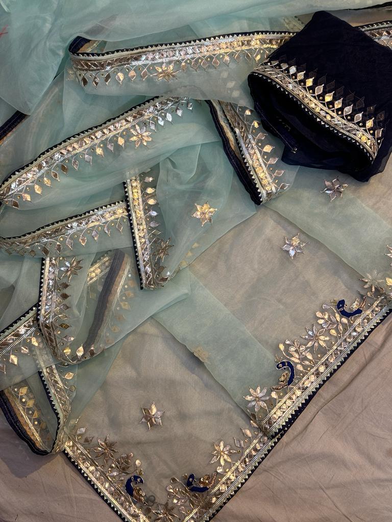Rajasthani Traditional Pure Organza Chiffon Saree