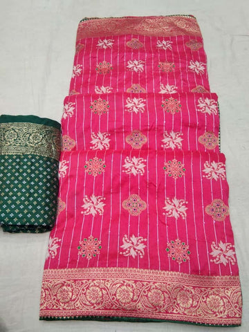 Beautiful Designer Pure Russian Rich Palu Banarasi Dola Silk