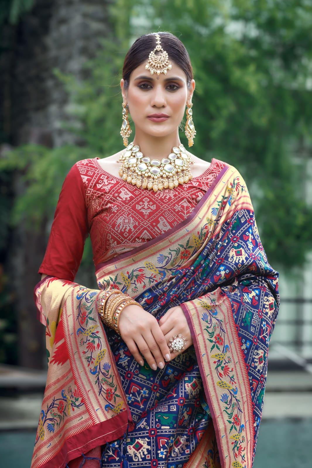 Wedding Designer Banarasi Soft Silk Paithani Patola Saree