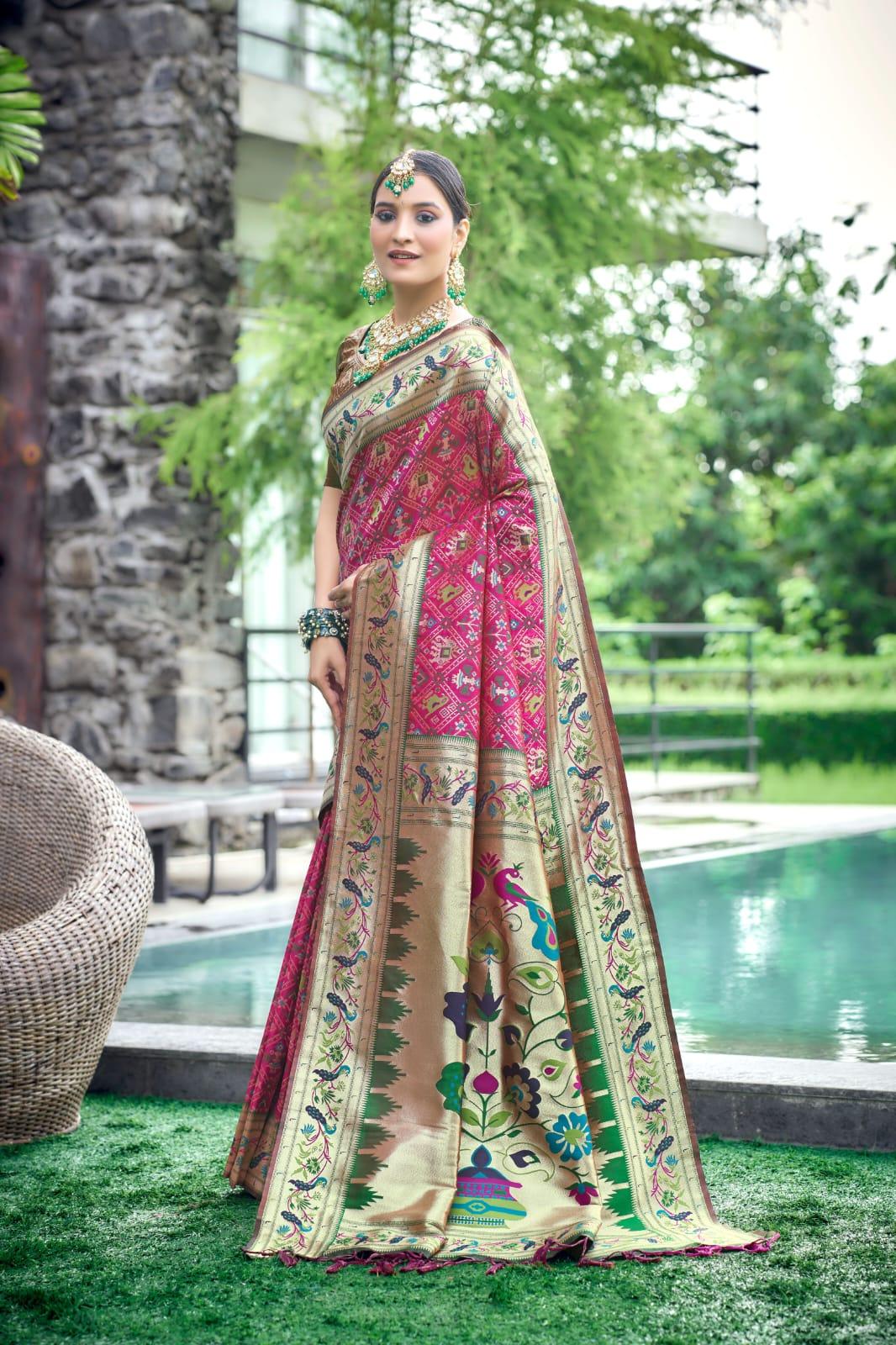 Wedding Designer Banarasi Soft Silk Paithani Patola Saree