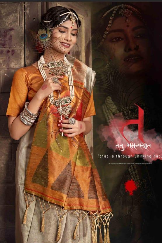 Beautiful Designer Handloom Raw Silk Weaving Saree