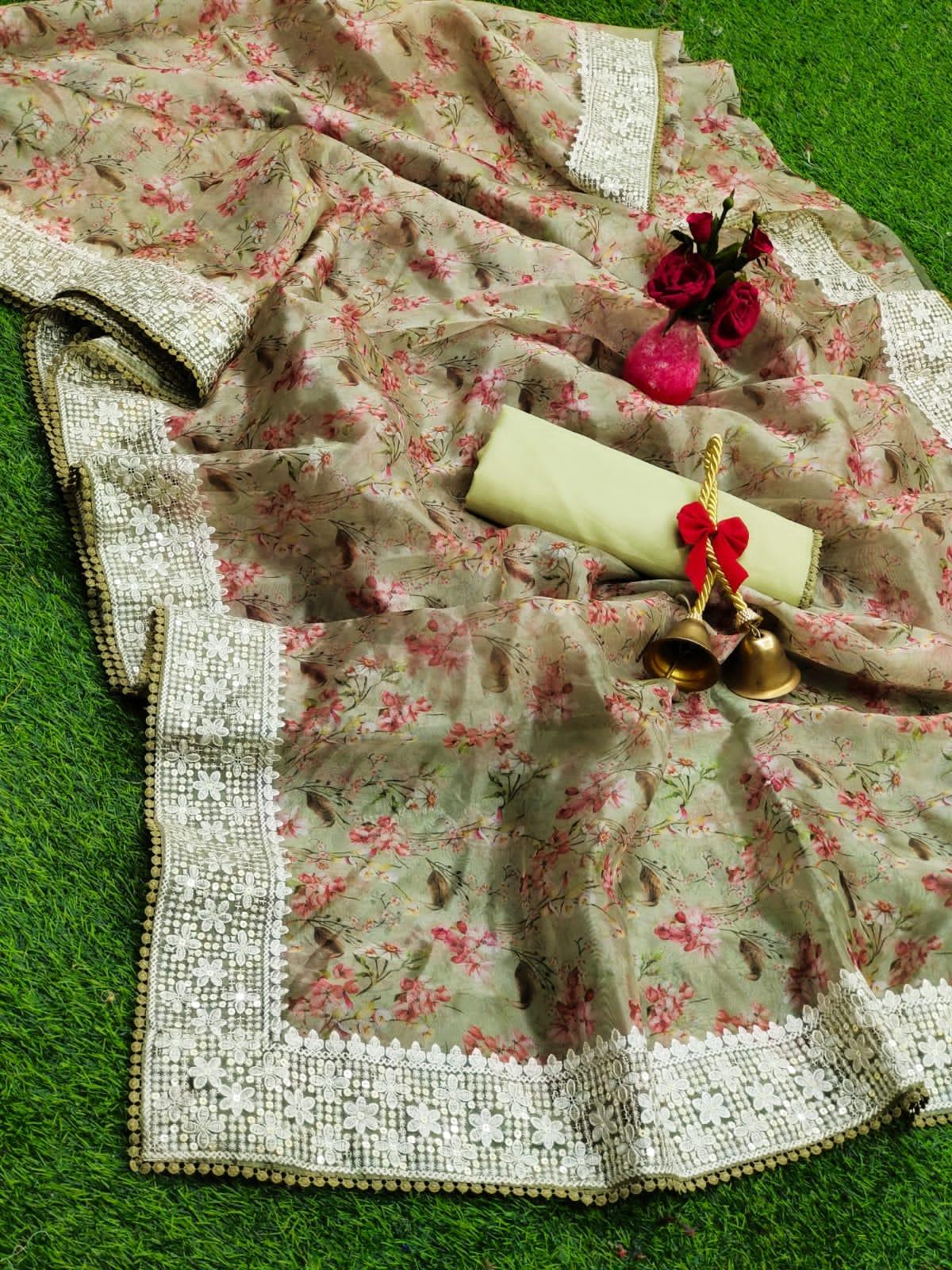 Beautiful Designer Soft Organza Silk Saree