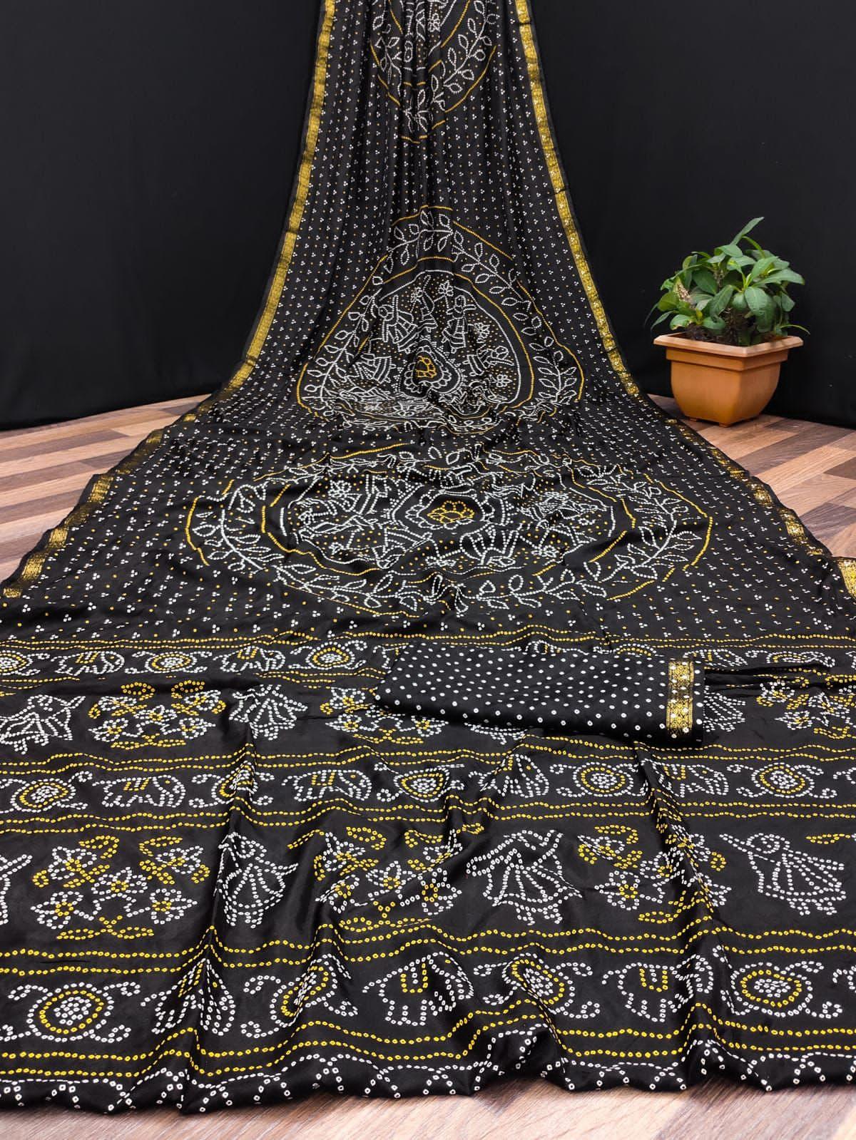 Beautiful Designer Pure Taffeta Bandhej Saree