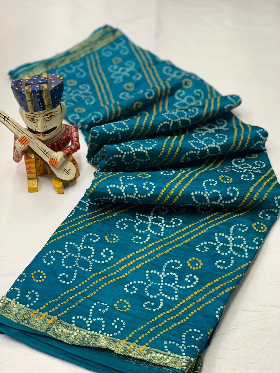 Beautiful Designer Pure Taffeta Bandhej Saree