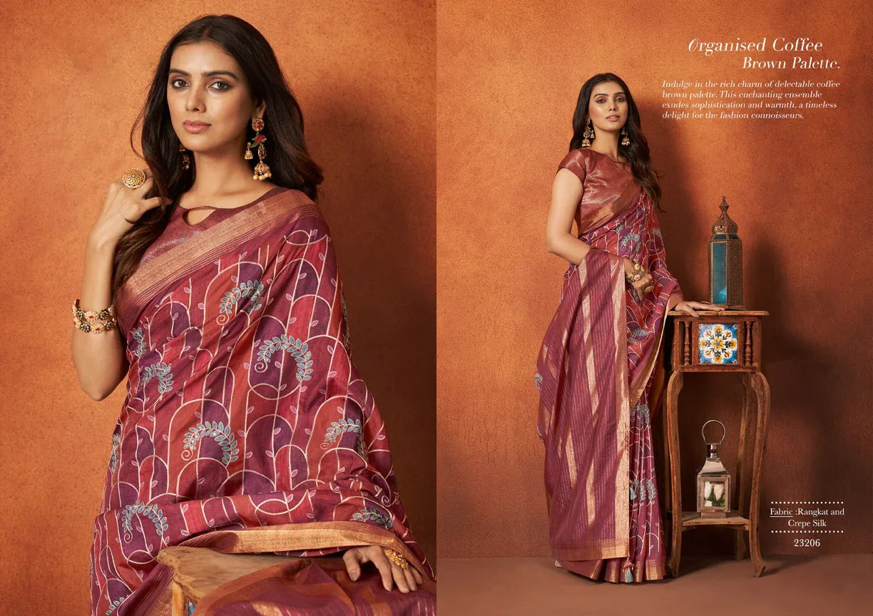 Wedding Designer Crape Mohmanthan Saachi Saree Collection 23206