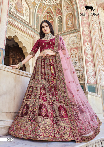 Wedding Bridal Look Heavy Velvet With Fancy Dori Work Lehenga Choli Design 2090