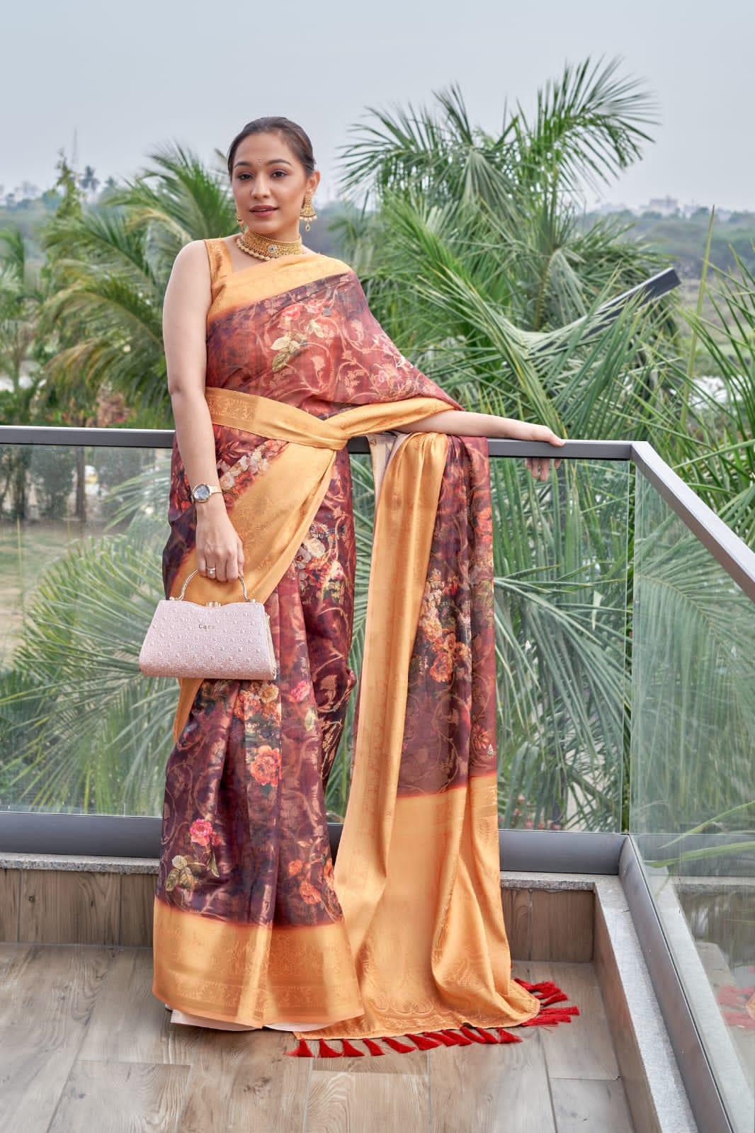 Beautiful Designer Organza Zari Silk Saree Anokhi Digital 2