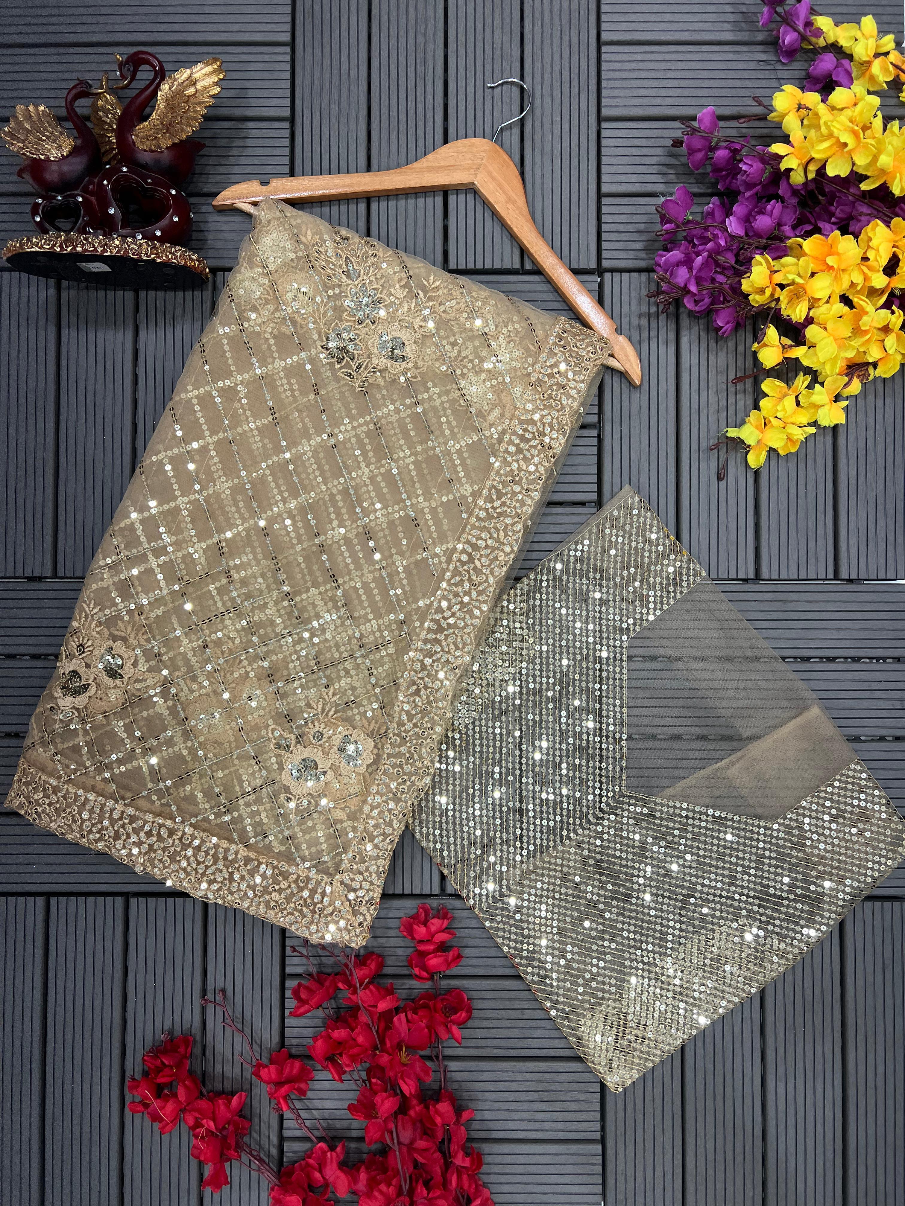 Beautiful Designer Heavy Georgette Exclusive Sequanc Saree Design 5298