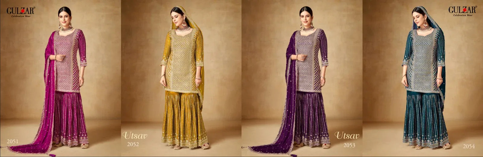 Beautiful Designer Gulzar Utsav Sharara Series 2051 to 2054