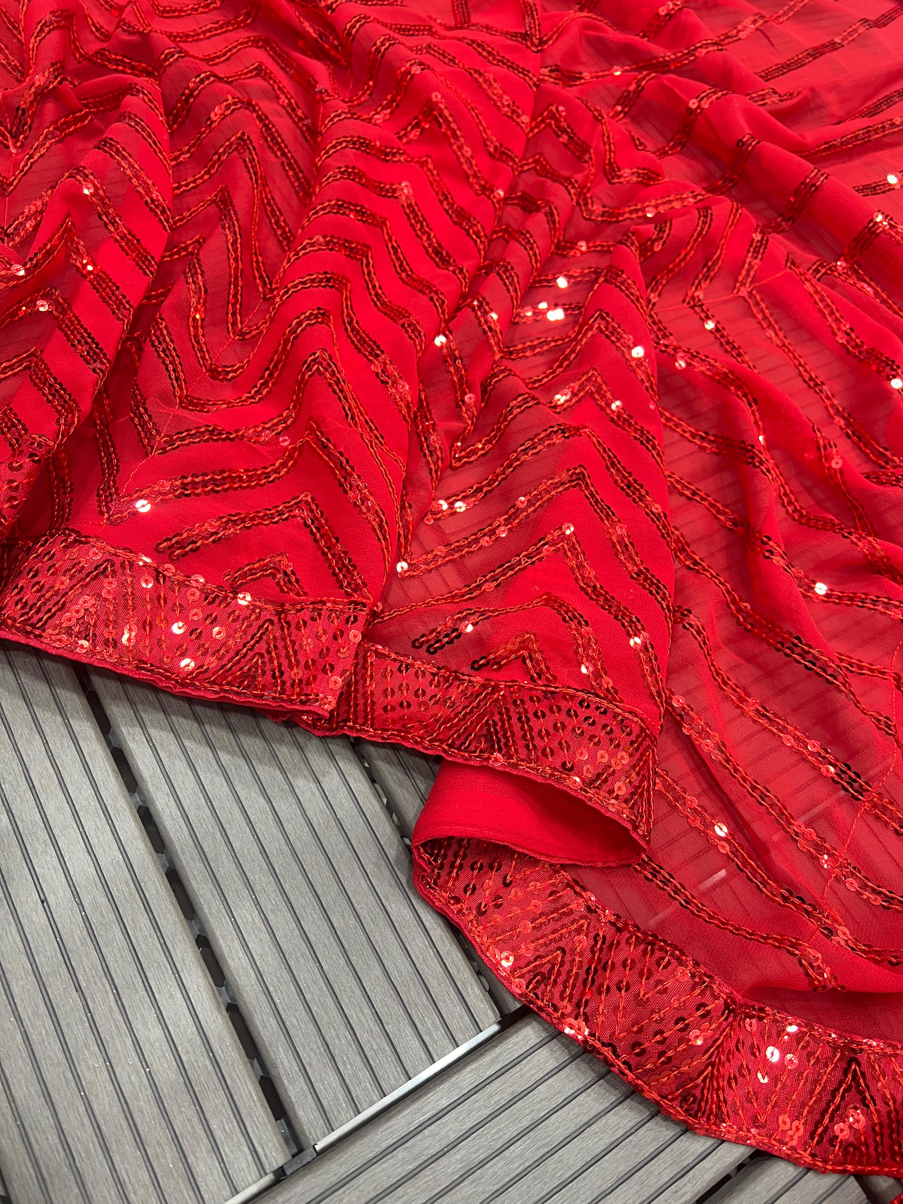 Beautiful Designer Heavy Georgette Exclusive Sequanc Saree Design 5291