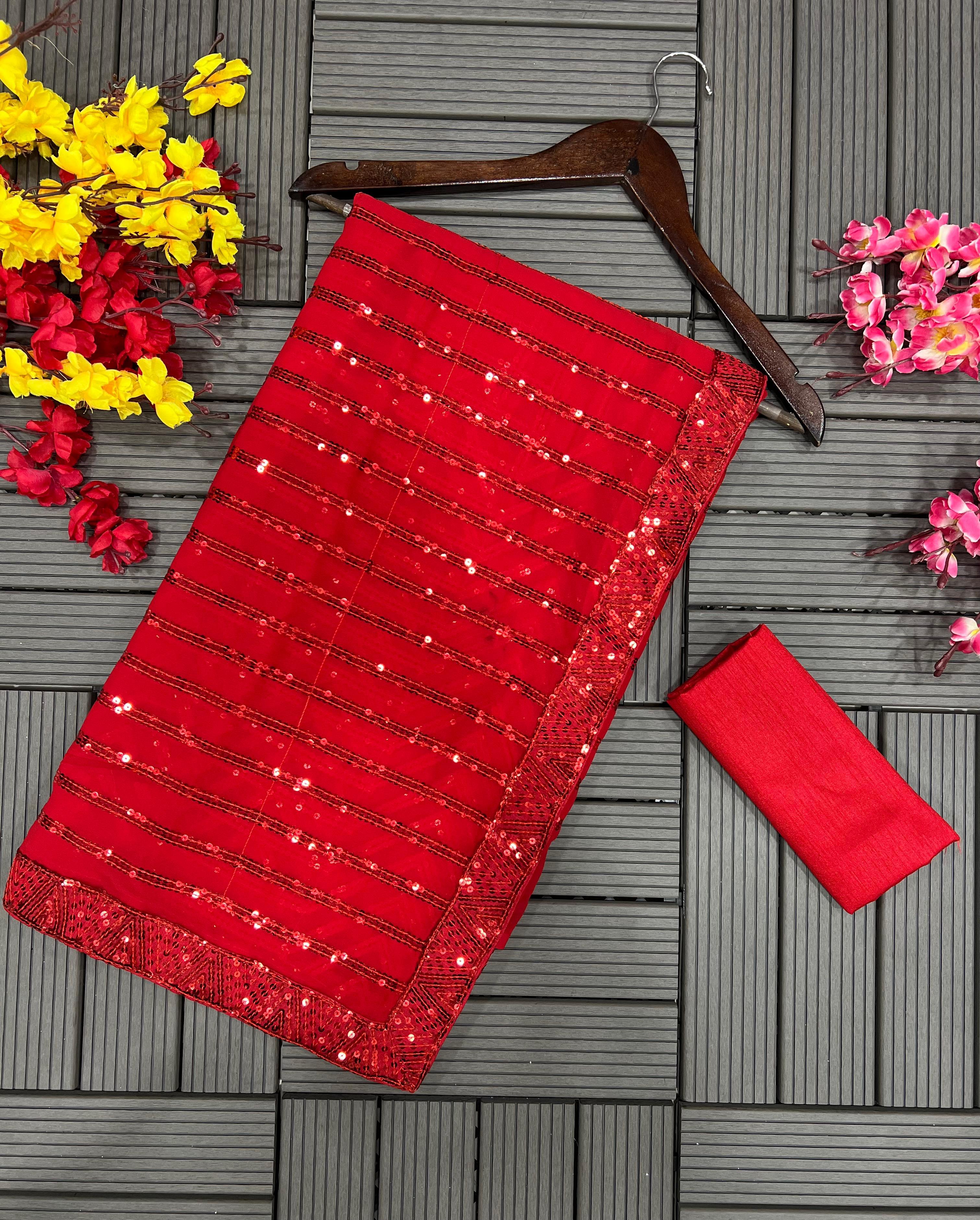 Beautiful Designer Heavy Georgette Exclusive Sequanc Saree Design 5291
