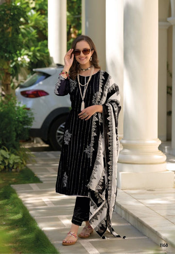 Zaveri Black White Noor Readymade Suit