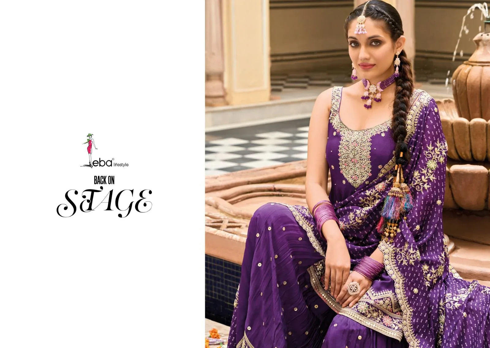 Eba Lifestyle Alfaaz Wedding Wear Embroidery Work Kurti Plazo