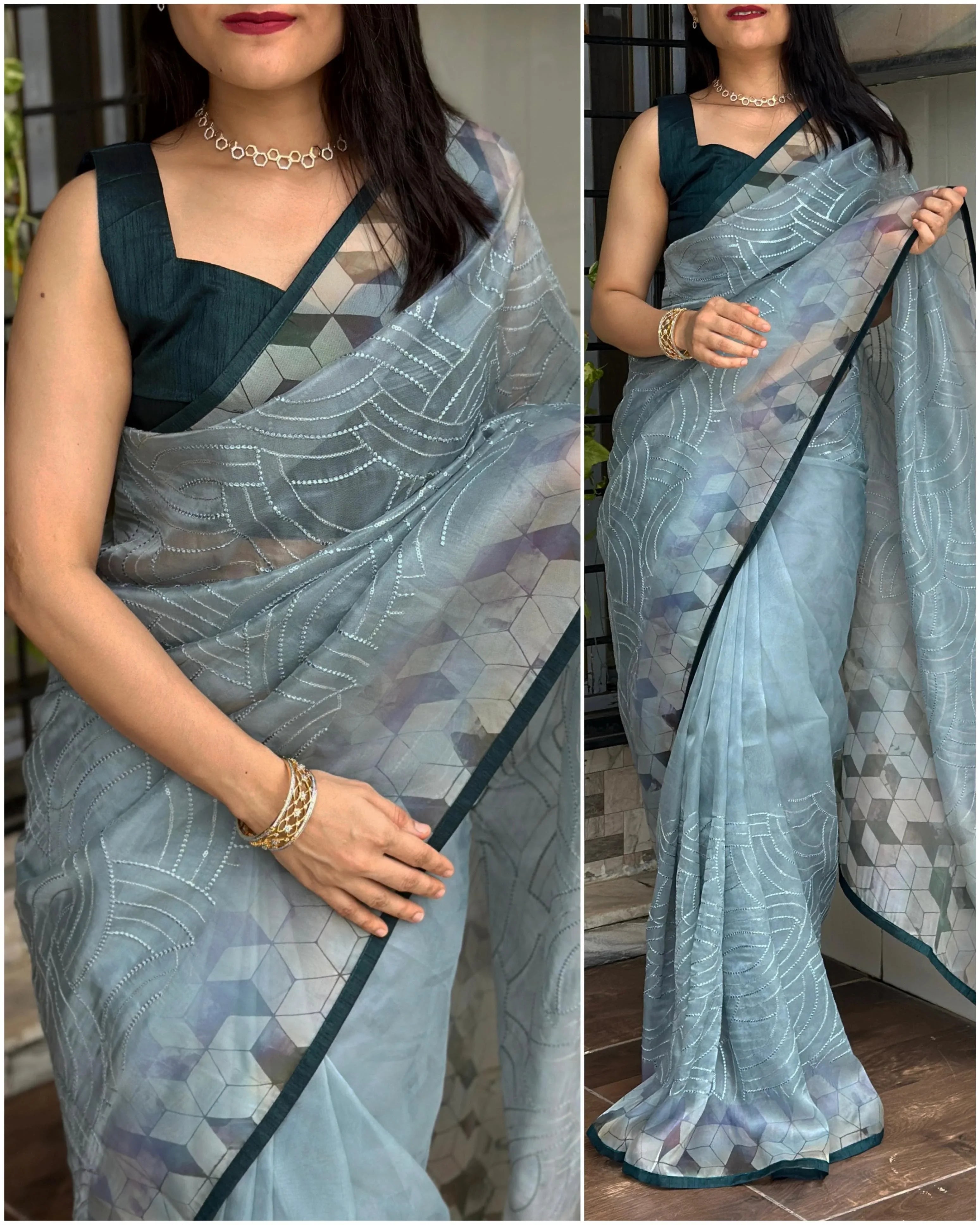 Beautiful Designer Pure Organza Saree (1399 X 05)