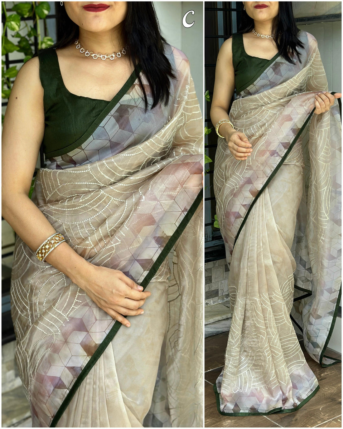 Beautiful Designer Pure Organza Saree (1399 X 05)