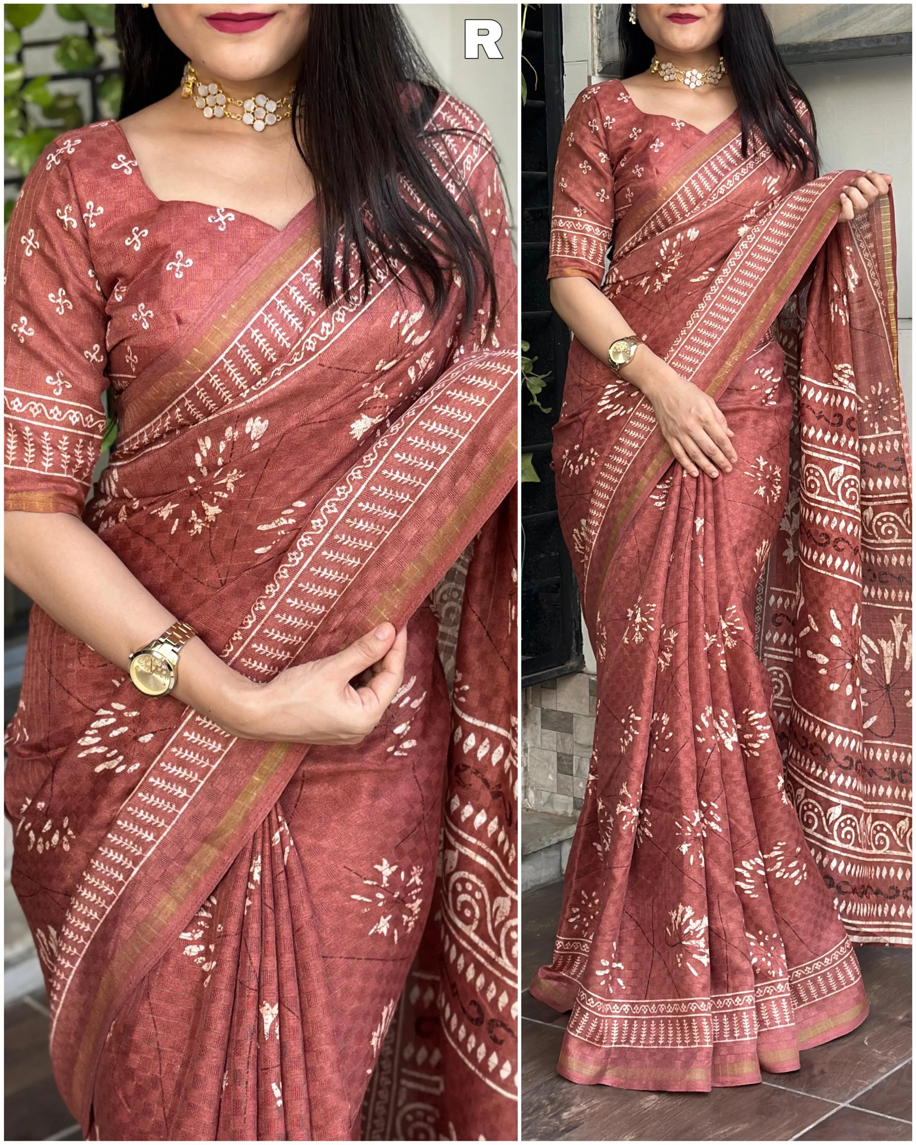 Party Wear Shivani Printed Cotton Jute Saree (699x6)