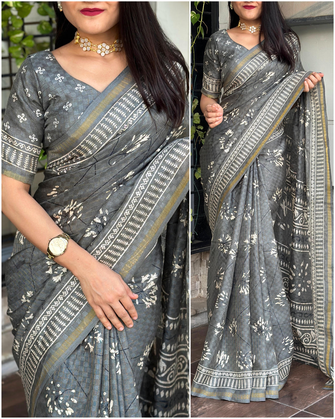 Party Wear Shivani Printed Cotton Jute Saree (699x6)