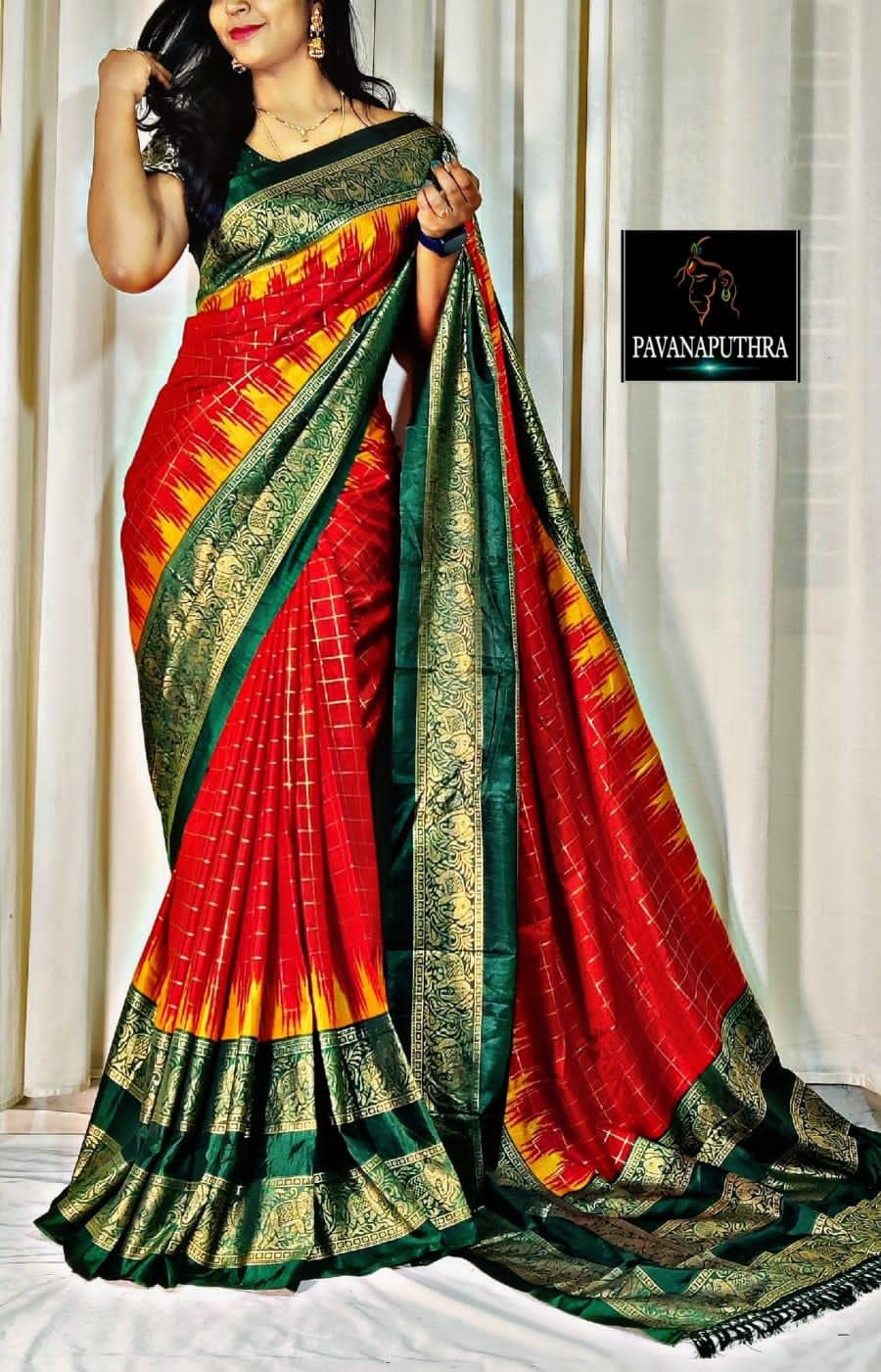 Beautiful Premium Patola Hevy Dola Silk Saree (550x8)