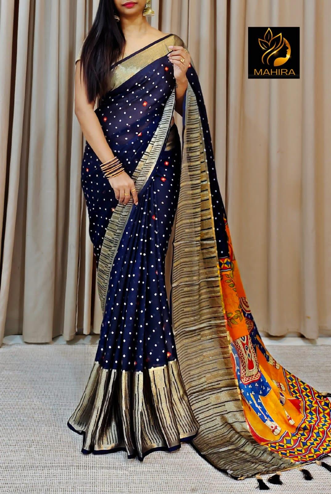 Beautiful Premium Bandhani Chiffon Saree (699x8)