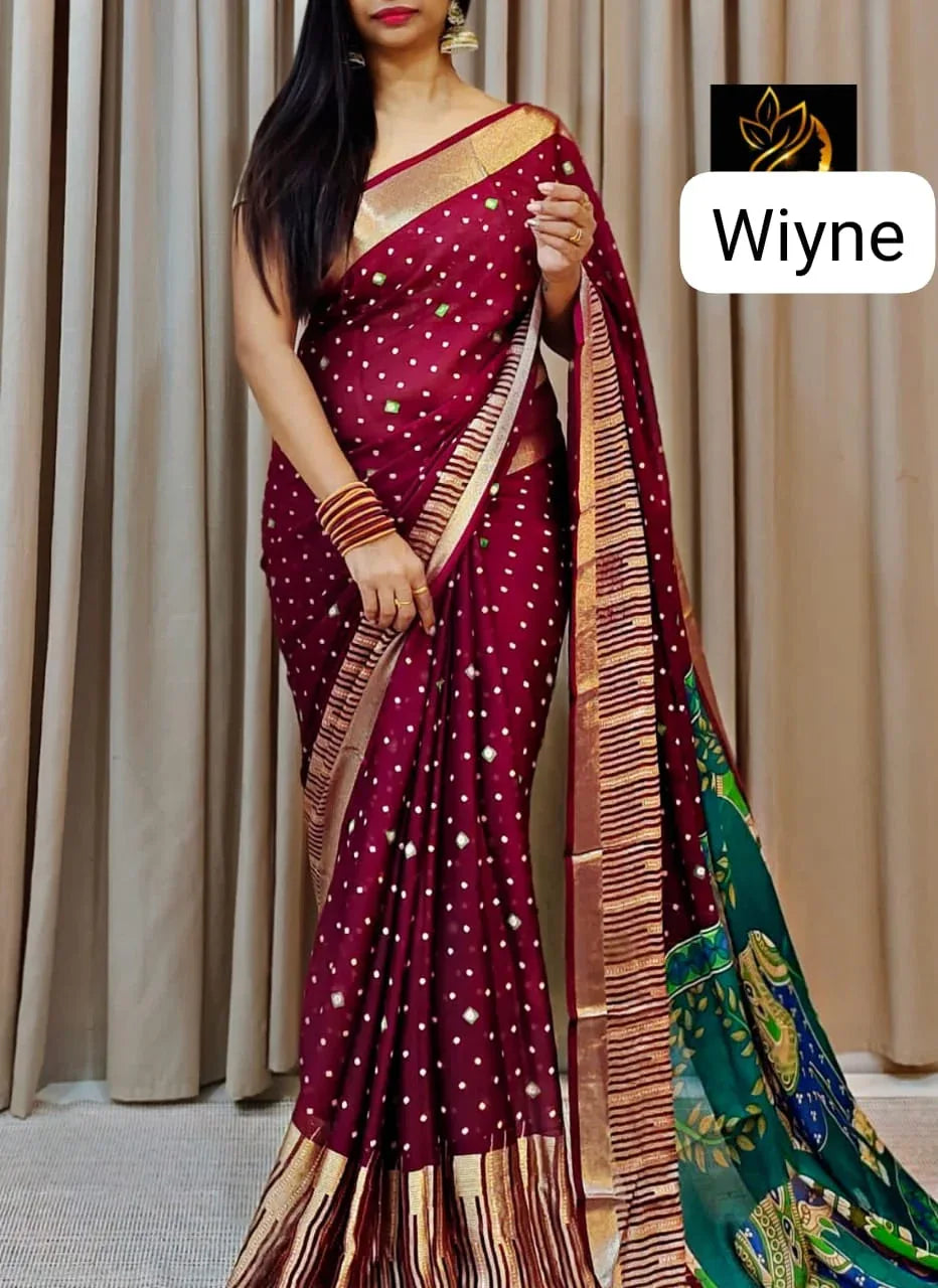 Beautiful Premium Bandhani Chiffon Saree (699x8)