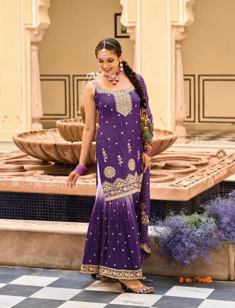 Eba Lifestyle Alfaaz Wedding Wear Embroidery Work Kurti Plazo