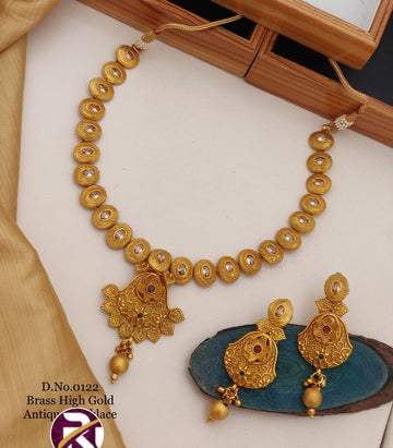 Beautiful High Gold Plated Antique Rajwadi Necklace set with Earrings