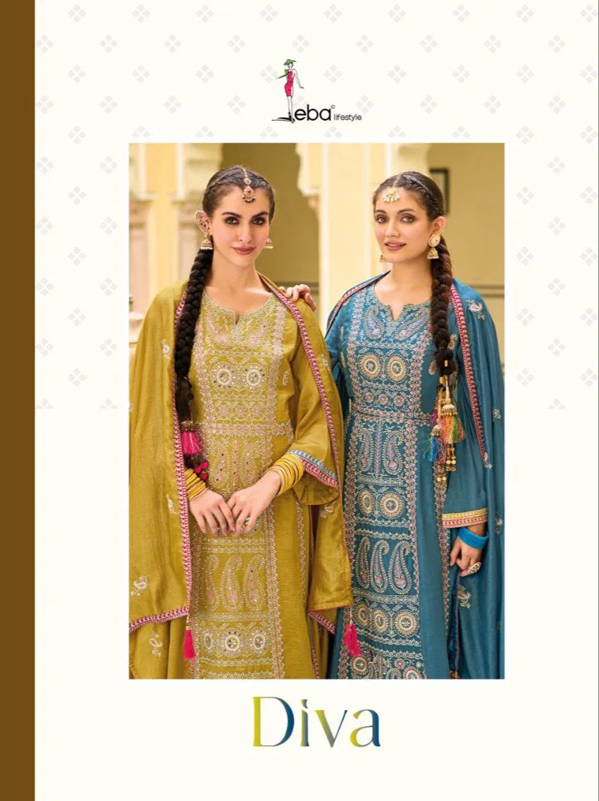 Eba Diva Premium Silk With Emboidery Work Salwar Suits 1649-1650 Series (2299x02)