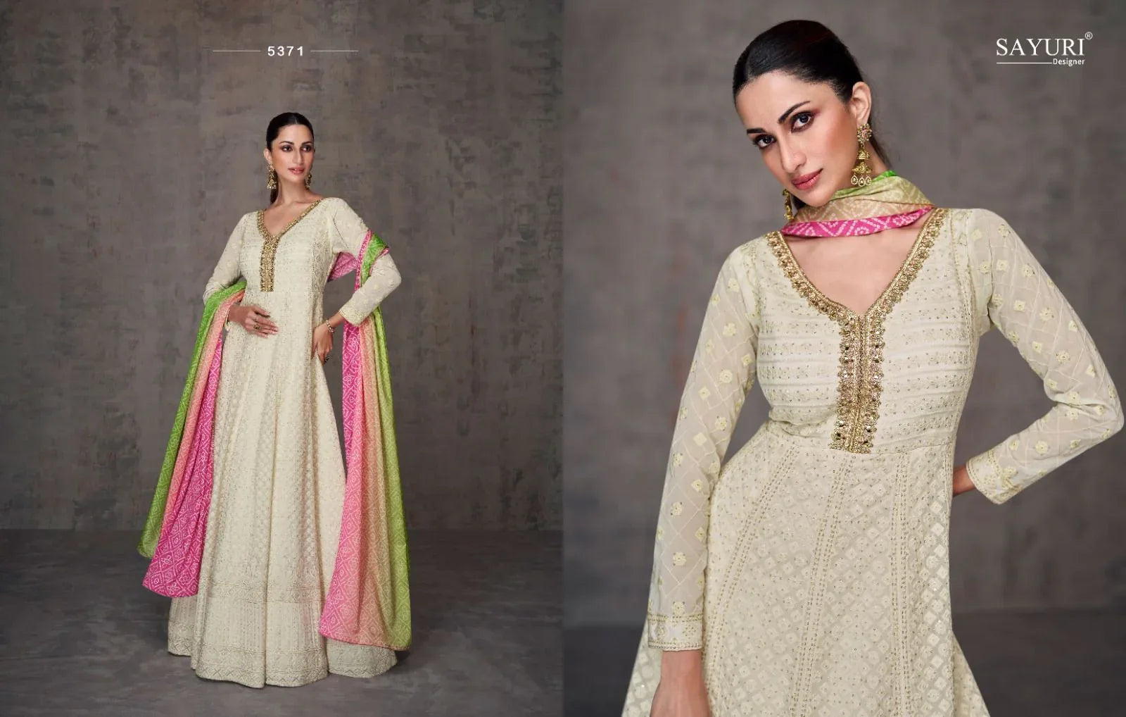 Sayuri Qurbat Series 5370-5372 Real Georgette Gown With Dupatta (2499x03)