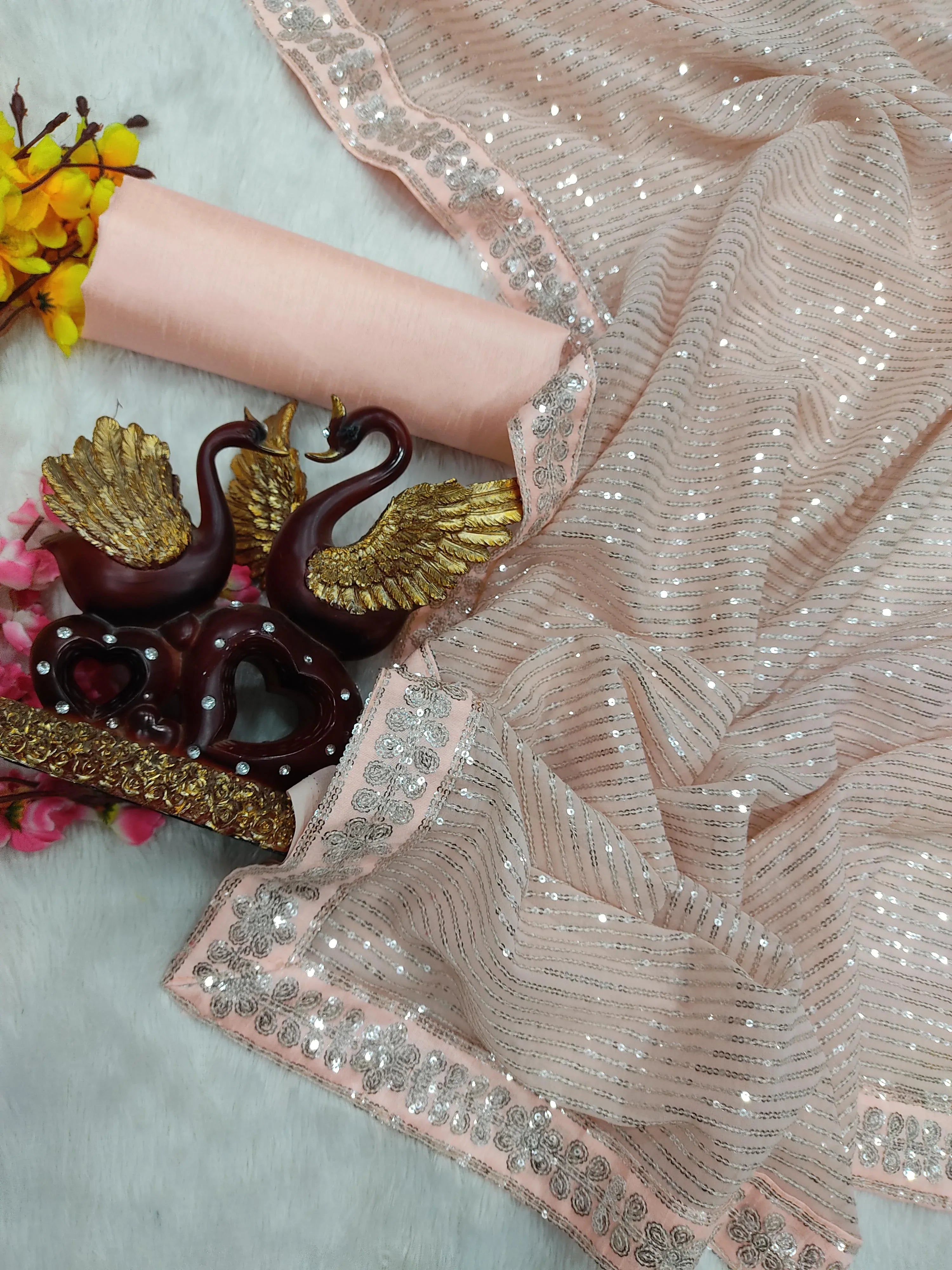 Beautiful Designer Heavy Georgette Exclusive Sequanc Saree Design 5279