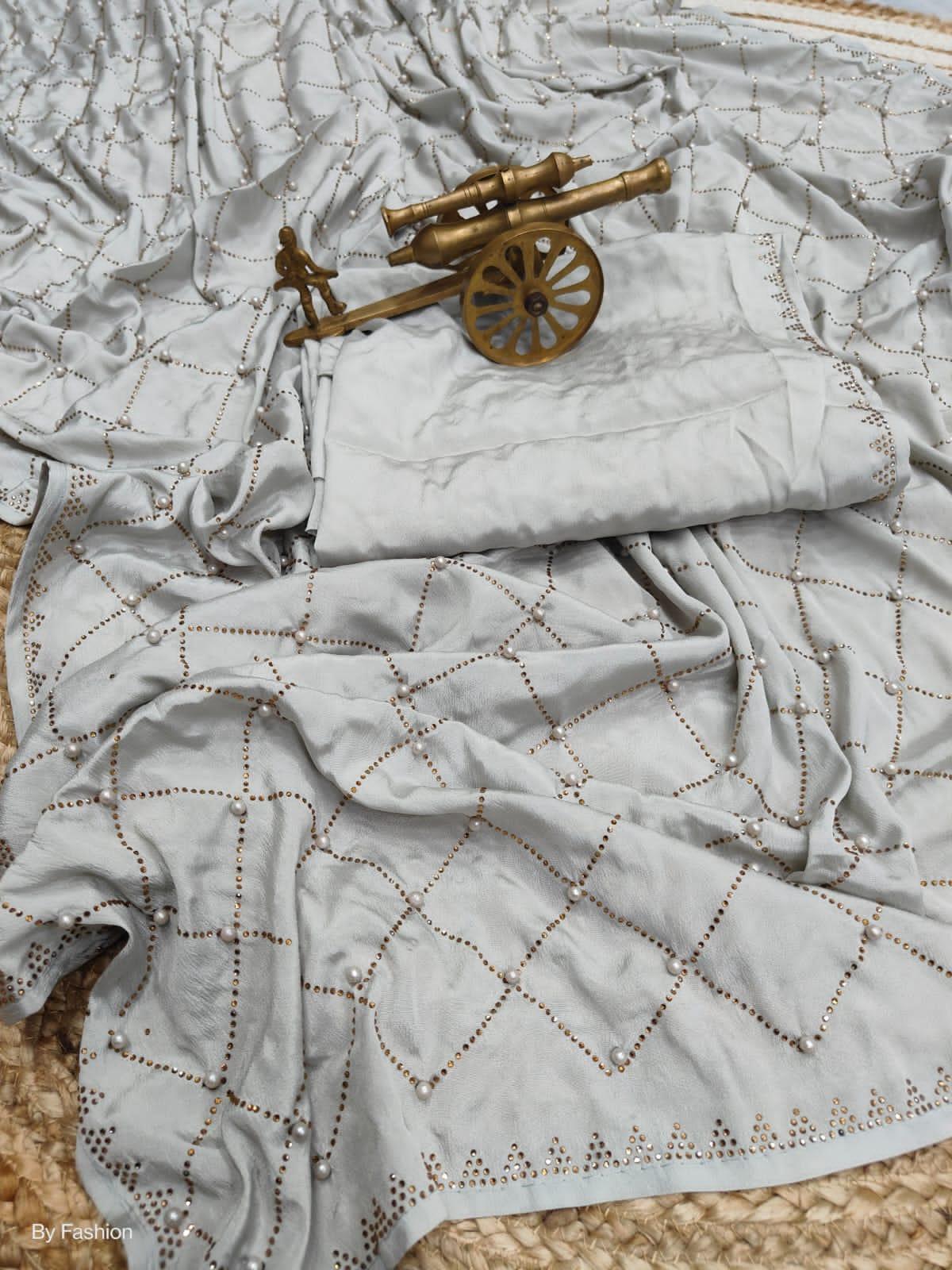 Beautiful Designer Heavy Georgette Sequanc Saree