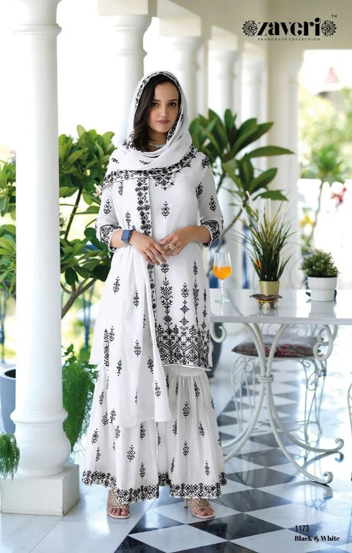 Zaveri Black-White Designer Pure Mul Mul Suit (1799x2)