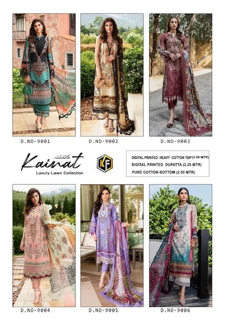 Keval Kainat Vol-9 Series 9001-9006 Pure Cotton Printed Suit (395x06)
