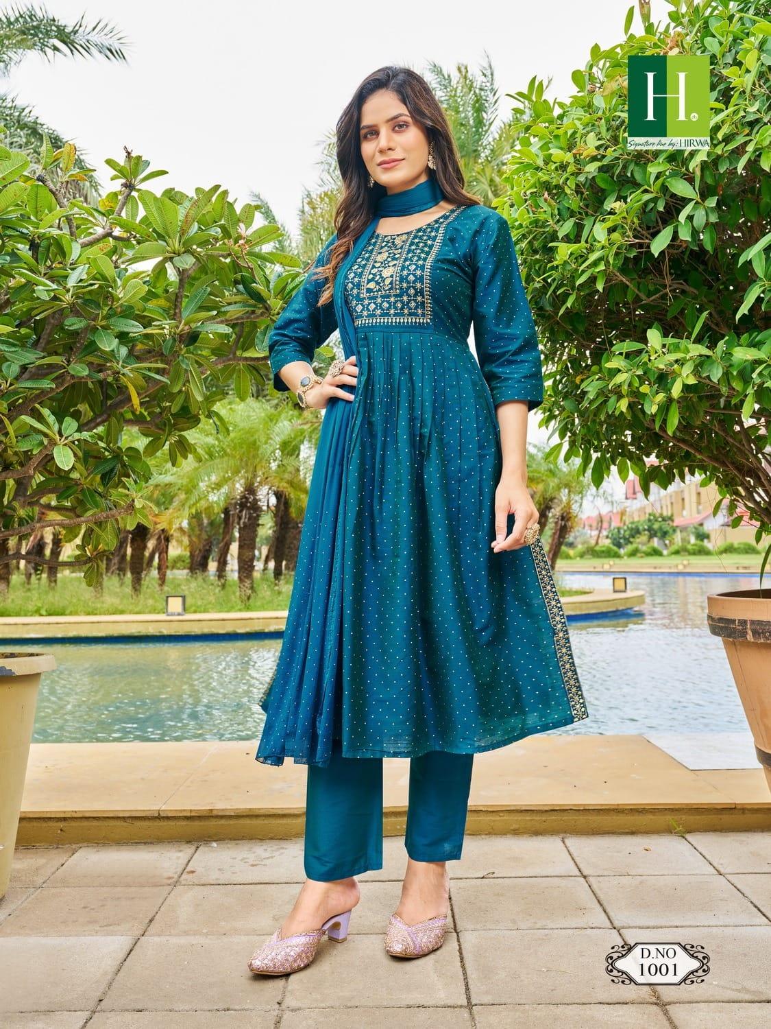 Hirwa Sindoor Vol 2 Series 1001-1006 Long Slub Silk Readymade Suit (849x06)