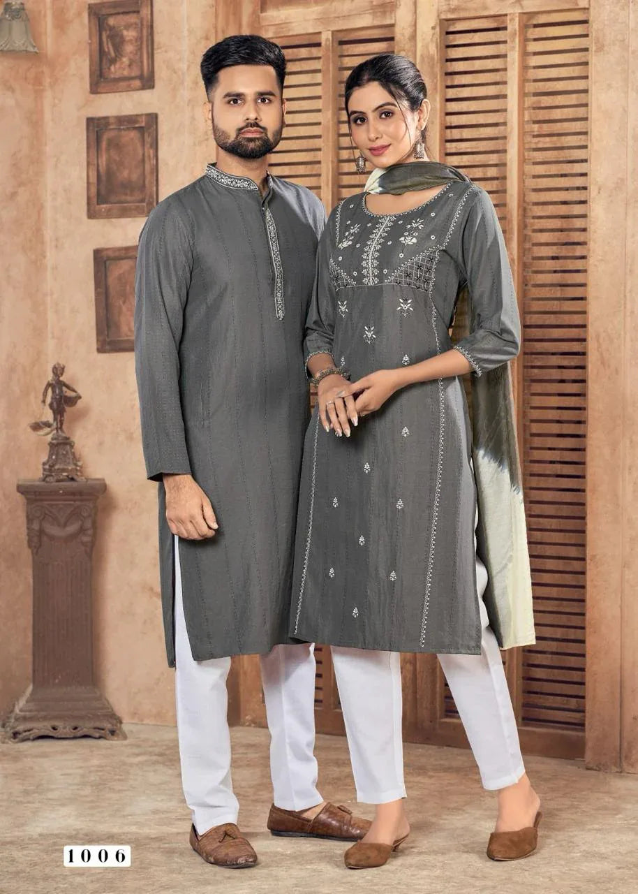Designer Soul Mates Festival Collection Couple Kurta Set